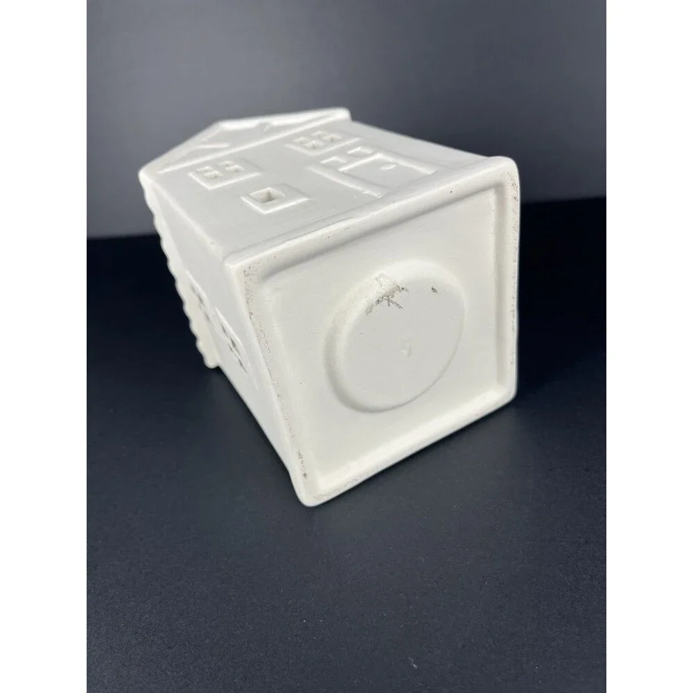 Crate & Barrel White Ceramic Two Story Village House Luminary Curved‎ Roof